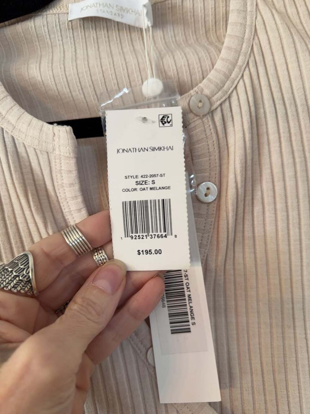 Jonathan Simkhai Standard Ribbed Wrap Top Size S - Picture 3 of 4